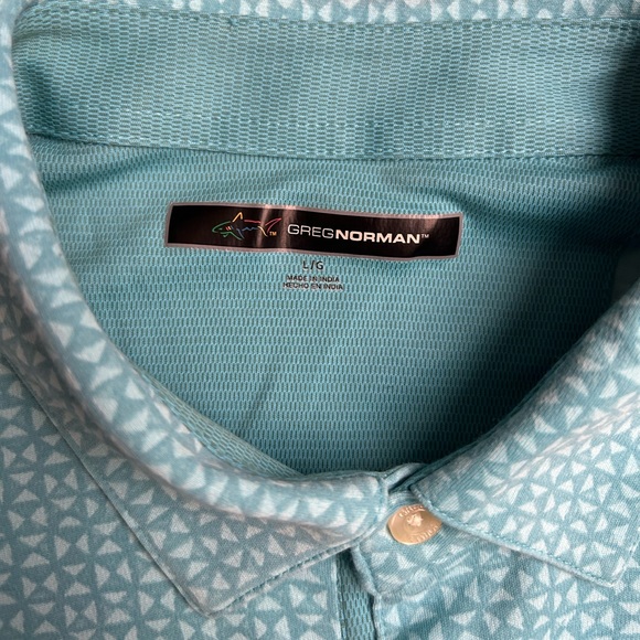 Greg Norman Turquoise Golf Shirt Size Large - Picture 2 of 2